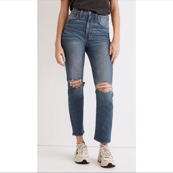 Madewell The Perfect Vintage Crop Jean Distressed Knee - Picture 1 of 12